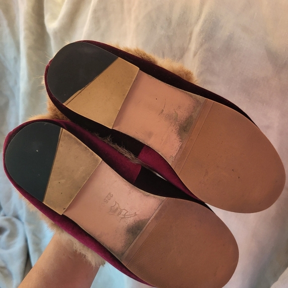 Zara Plush Velvet Purple and Tan Slippers - Picture 4 of 7